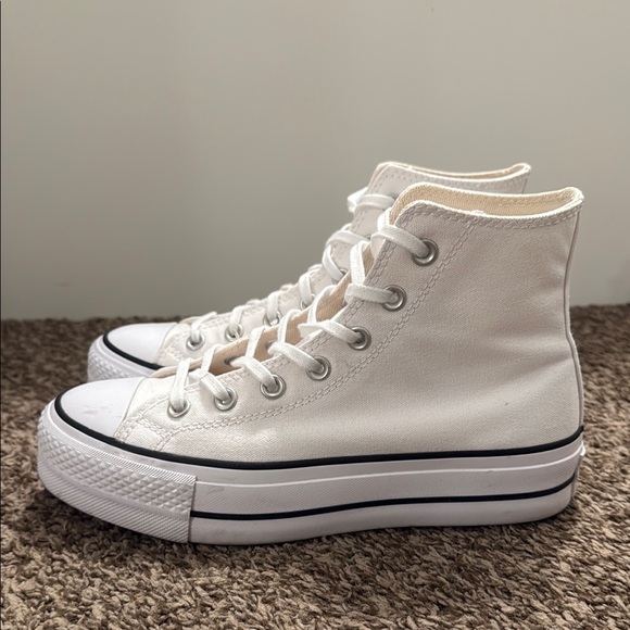 Converse Women's White Platform High-Top Sneakers - Picture 2 of 6